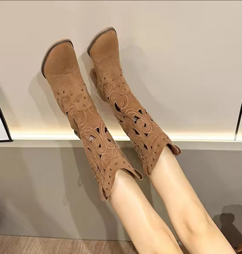 Suede leather women boots